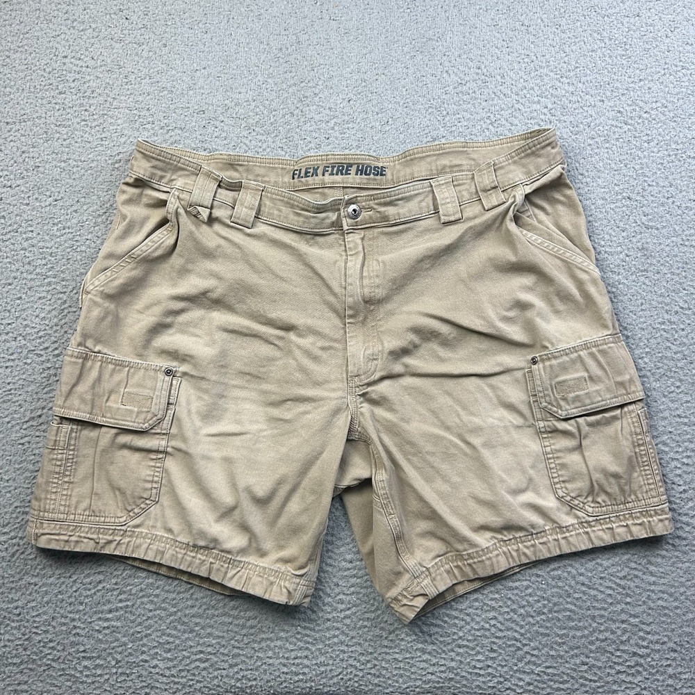 Duluth Trading Co Shorts Men Beige Flex Fire Hose Relaxed Fit Canvas Cargo 44
